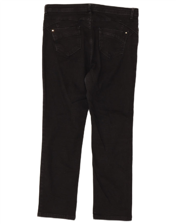 Marks & Spencer Dame Short Straight Jeans UK 14 Large W34 L27 Black
