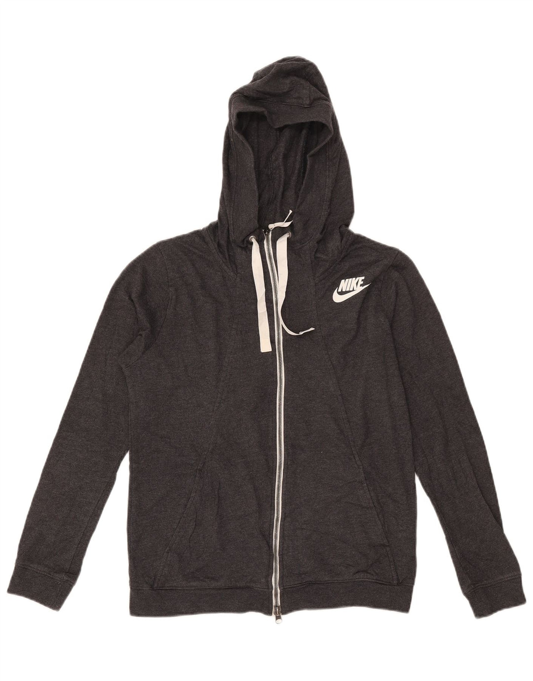 Nike hættetrøje med lynlås til kvinder UK 14 Medium Grey Polyester