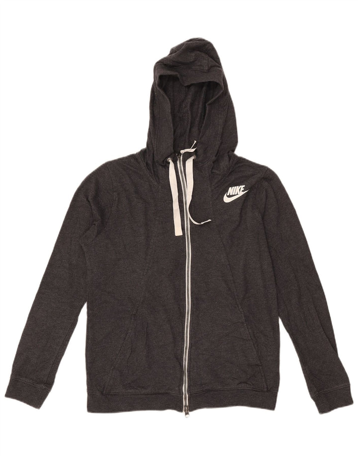 Nike hættetrøje med lynlås til kvinder UK 14 Medium Grey Polyester