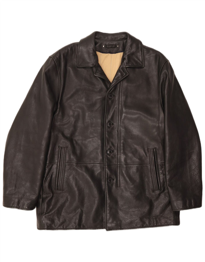 VINTAGE Herre Læderjakke UK 46 3XL Sort Læder