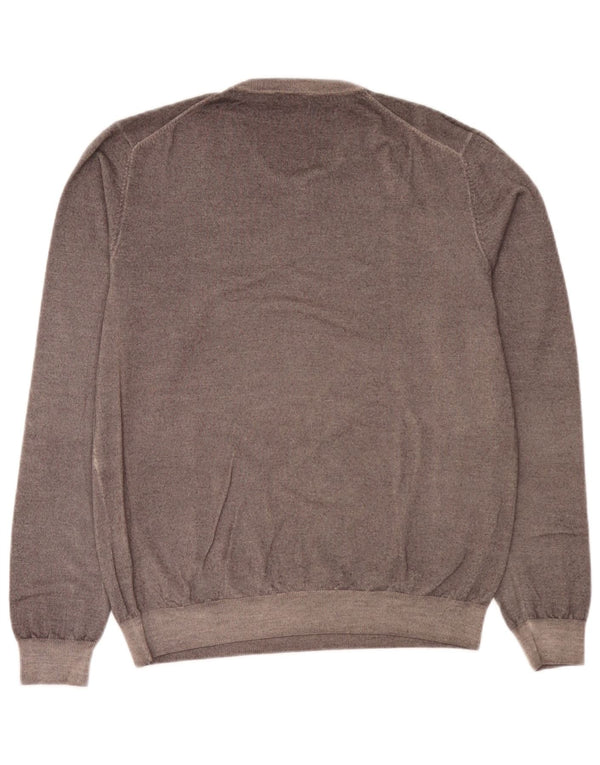 Sun68 Mens V-Neck Jumper Sweater Large Grey Wool
