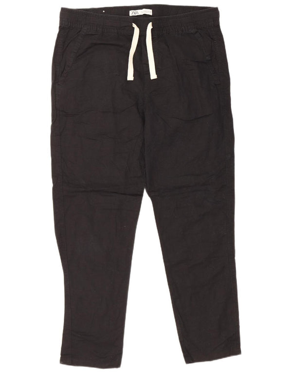 Zara Herre Slim Chino Bukser Large W36 L28 Sort Bomuld