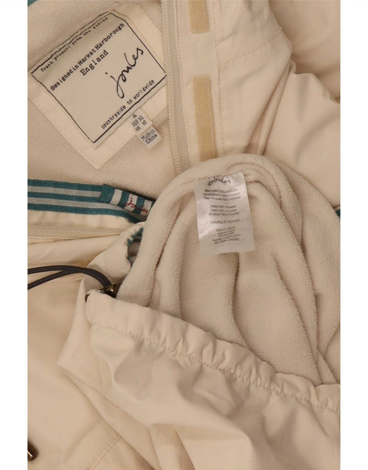 Joules Dame Hætte Oversized Anorak Jacket UK 16 Large White Polyester