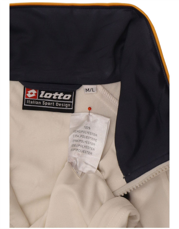 LOTTO Mens Tracksuit Top Jacket Medium Off White Polyester
