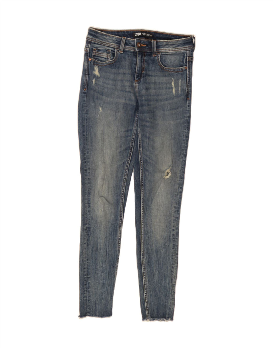 ZARA Womens Distressed Skinny Jeans EU 36 Small W27 L28 Blue Vintage Zara and Second-Hand Zara from Messina Hembry 