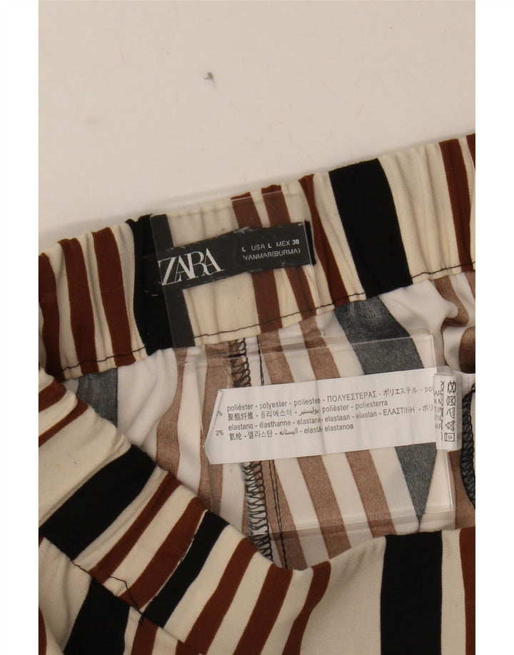 ZARA Womens Flare Capri Trousers Large W32 L26 Multicoloured Striped Vintage Zara and Second-Hand Zara from Messina Hembry 