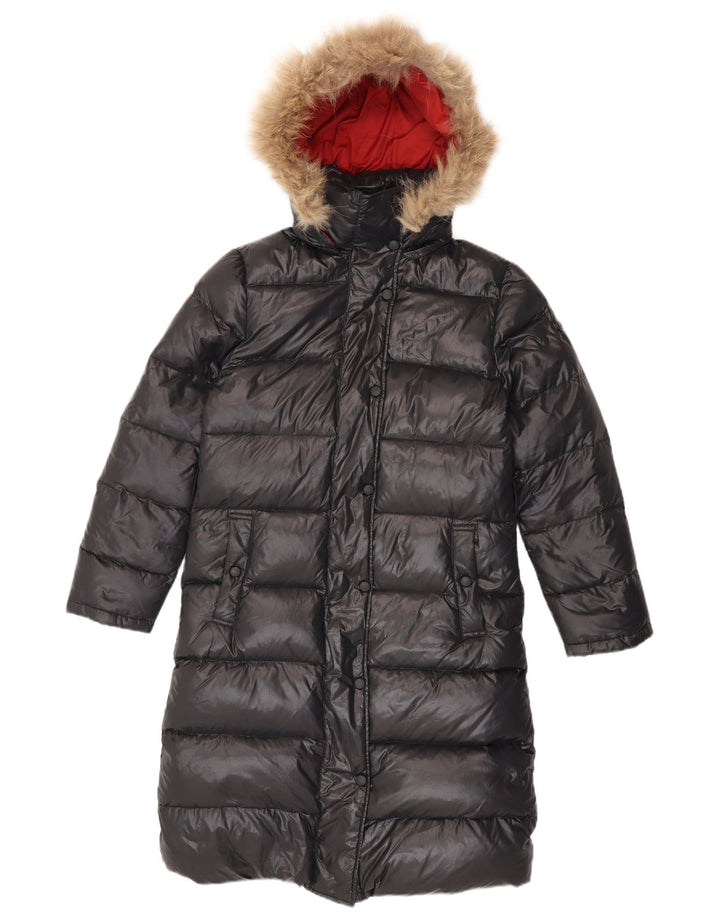 Ellesse Dame Hætte Polstret Frakke UK 14 Medium Sort Nylon