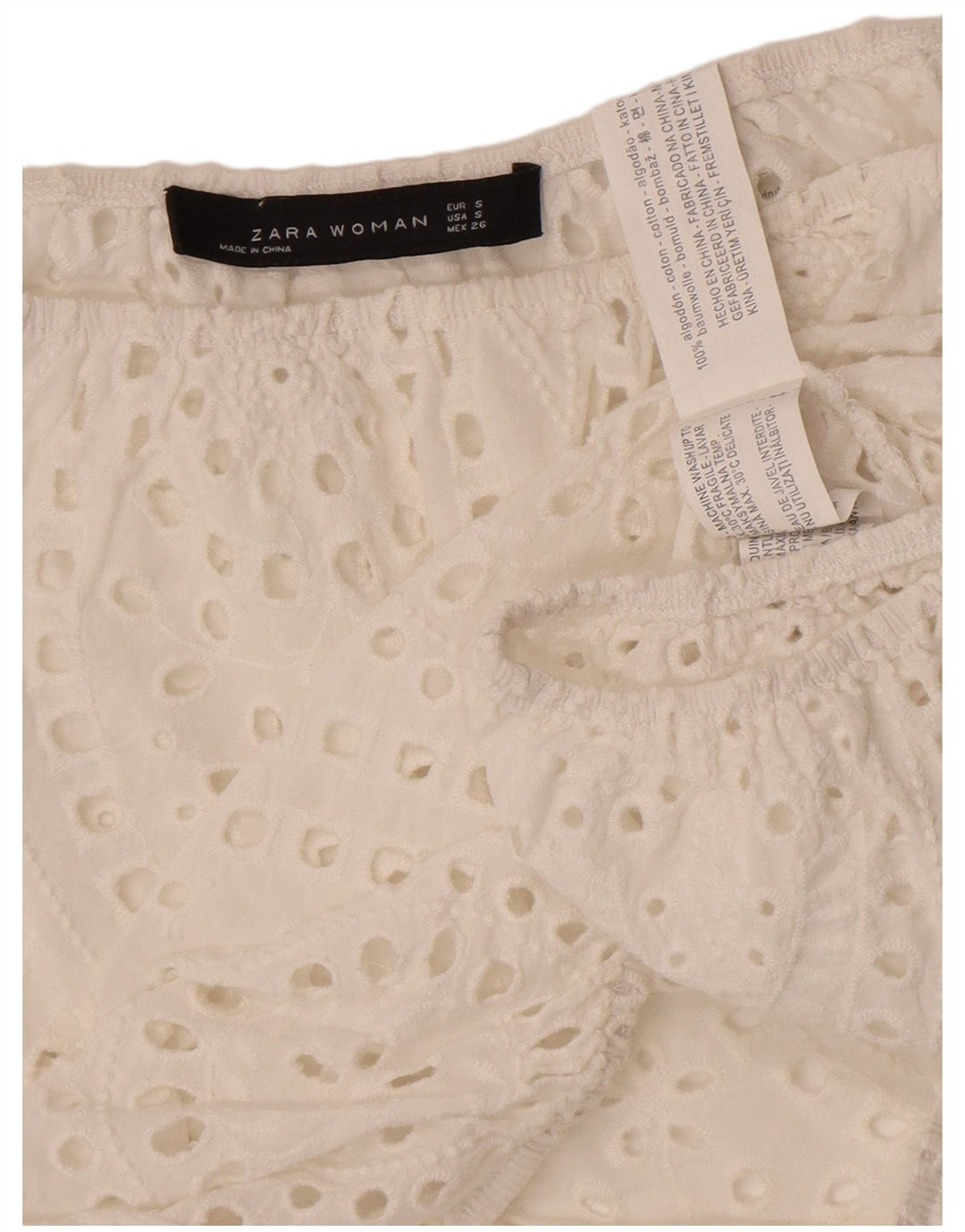 Zara Womens Crop Off Shoulder Top UK 10 Small White Bomuld