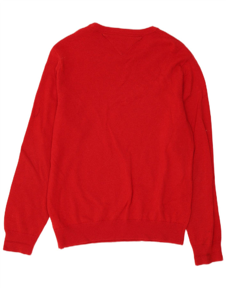 Tommy Hilfiger Herre Boat Neck Jumper Sweater Stor Rød Lammeuld