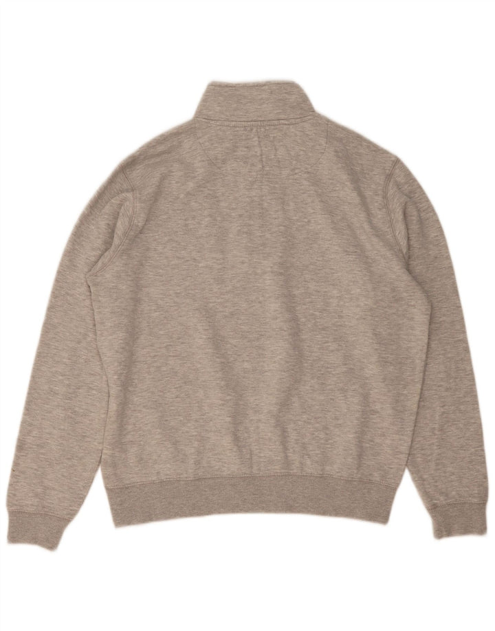 Fransk forbindelse herre lynlås-hals sweater jumper stor grå flækket bomuld