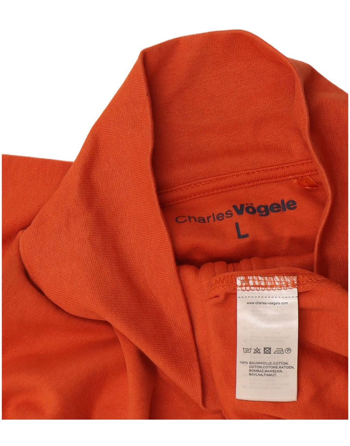 Charles Vogele Herre Zip Neck Top Langærmet Stor Orange Bomuld