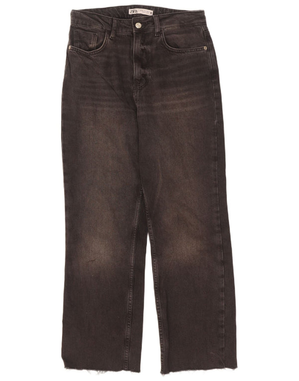Zara Dame Loose Fit Højtaljede Jeans EU 36 XS W26 L27 Grå Bomuld