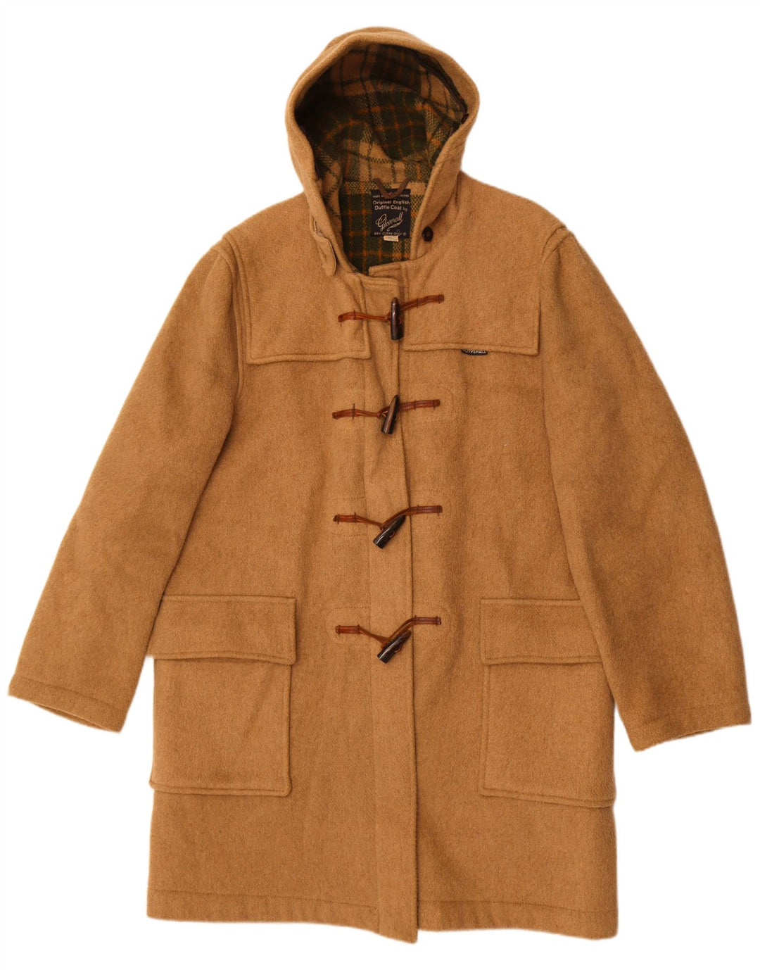 Gloverall Dame Hooded Duffel Coat UK 42 XL Beige Uld