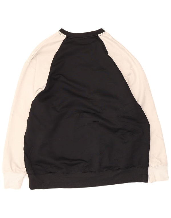 Nike Mens Dri Fit Sweatshirt Jumper Large Black Colourblock Polyester