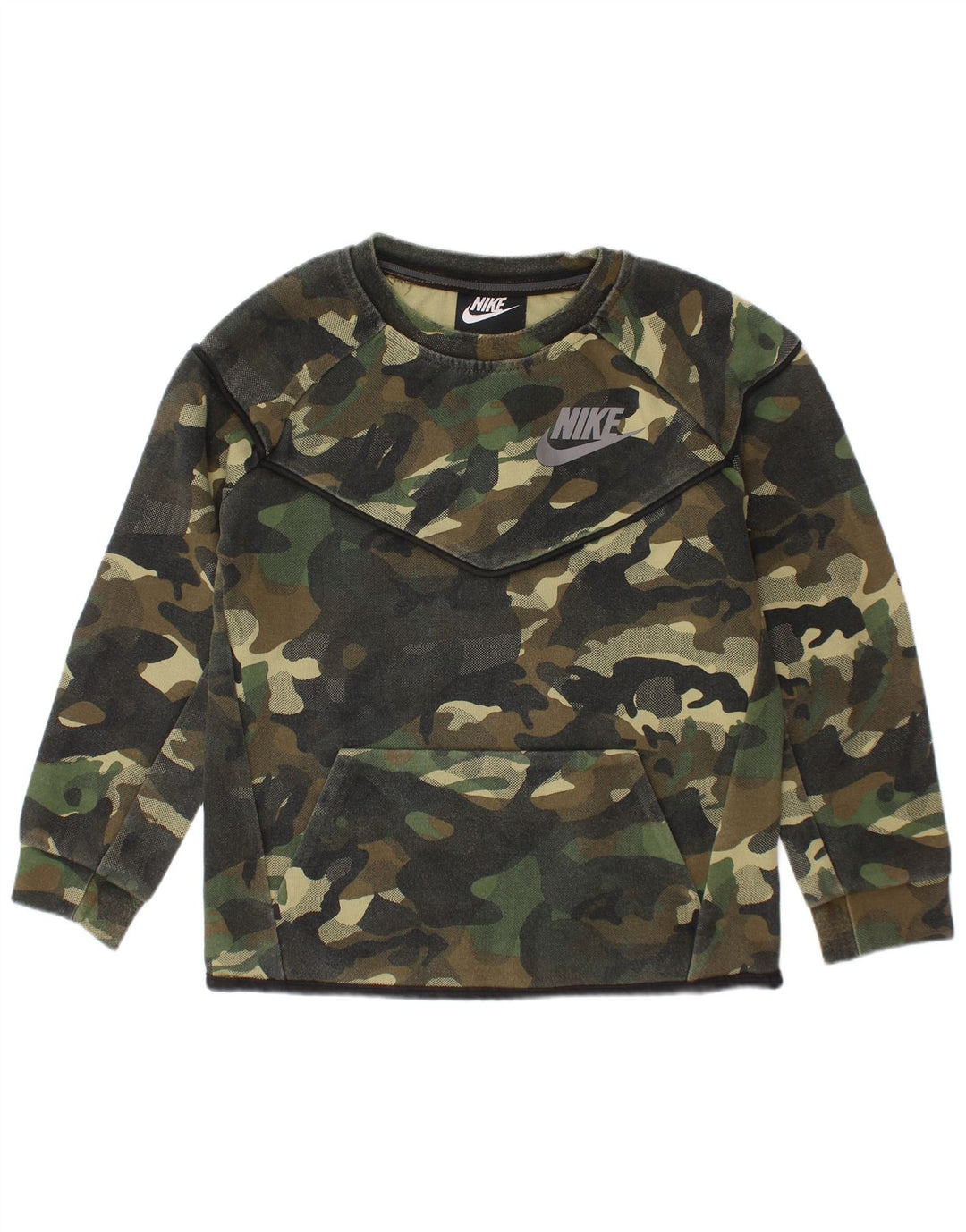 NIKE Graphic Sweatshirt Jumper 5-6 år Medium Green Camouflage
