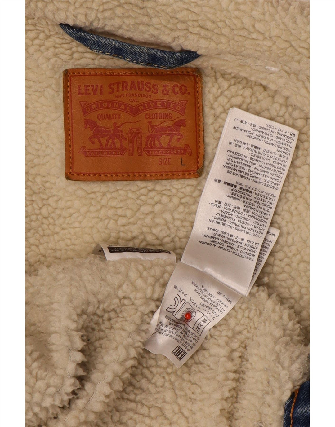 Levi's Herre Denim Sherpa Jacket UK 40 Large Blue Cotton