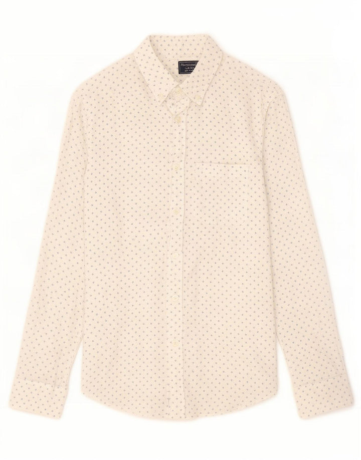 Abercrombie & Fitch herreskjorte medium hvid geometrisk linned