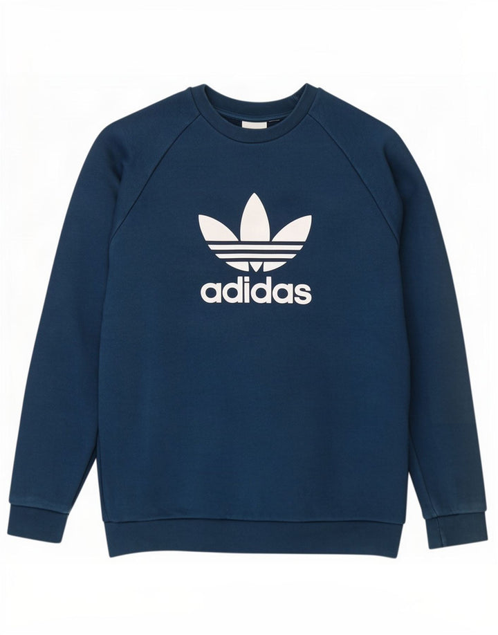 Adidas grafisk sweatshirt til mænd mellemblå bomuld