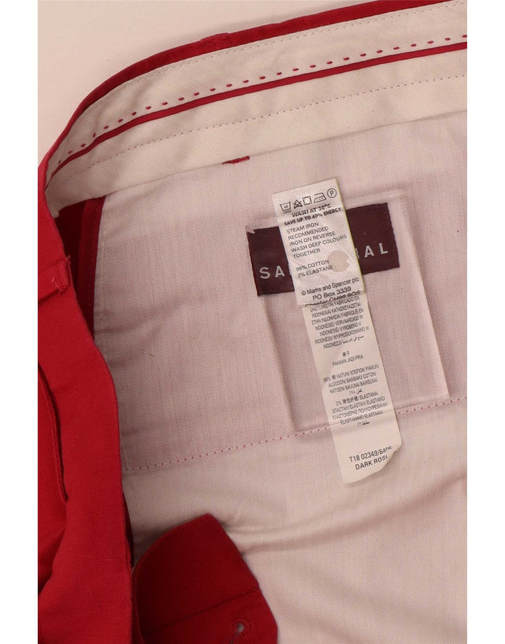 Marks & Spencer bukser med lige jakkesæt til kvinder W42 L29 rød bomuld