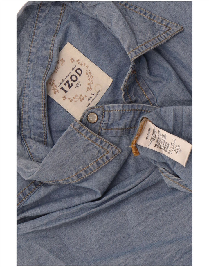 Izod Dame Denim Shirt UK 16 Large Blue Cotton