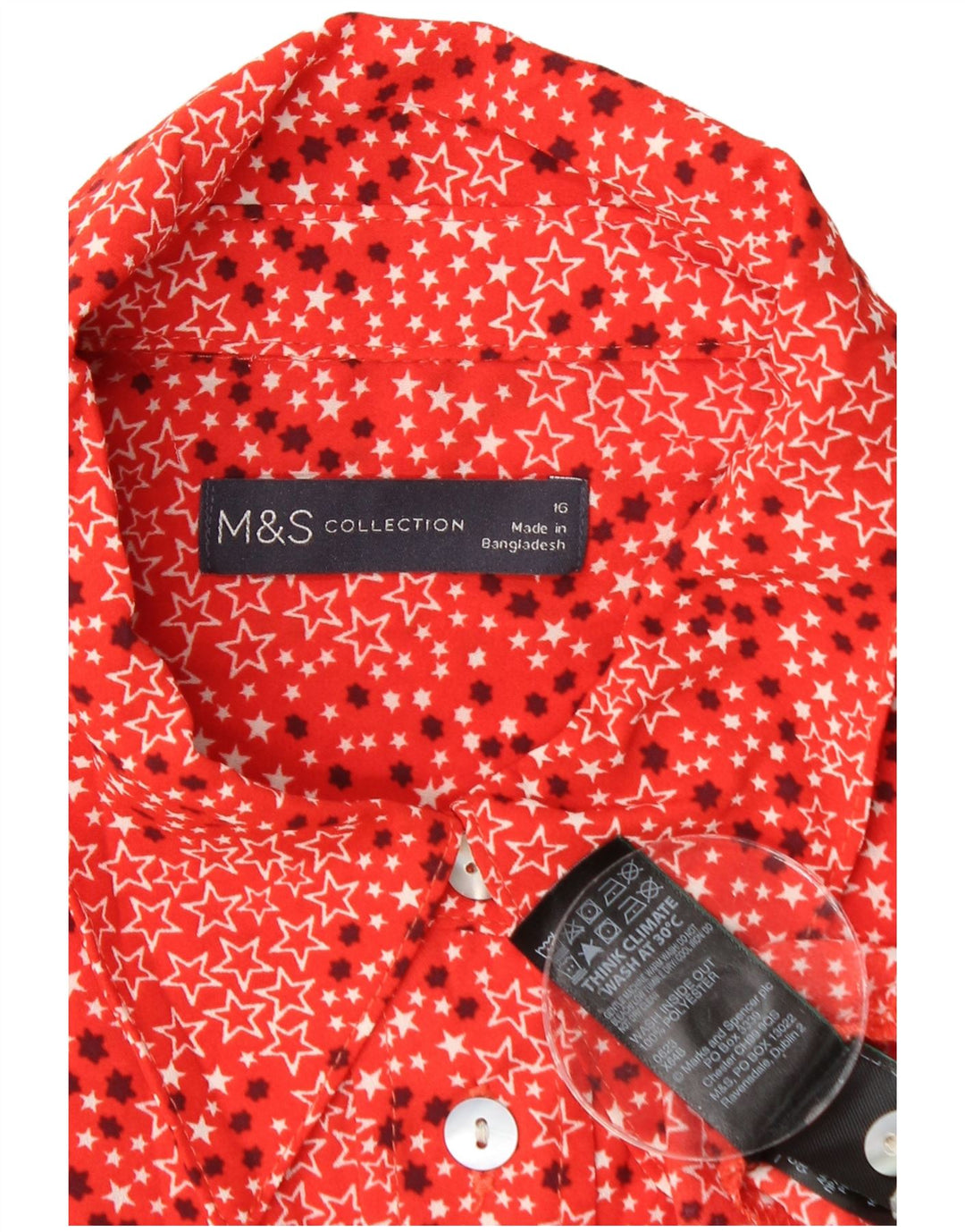 MARKS & SPENCER Dameskjorte UK 16 Stor rød geometrisk polyester