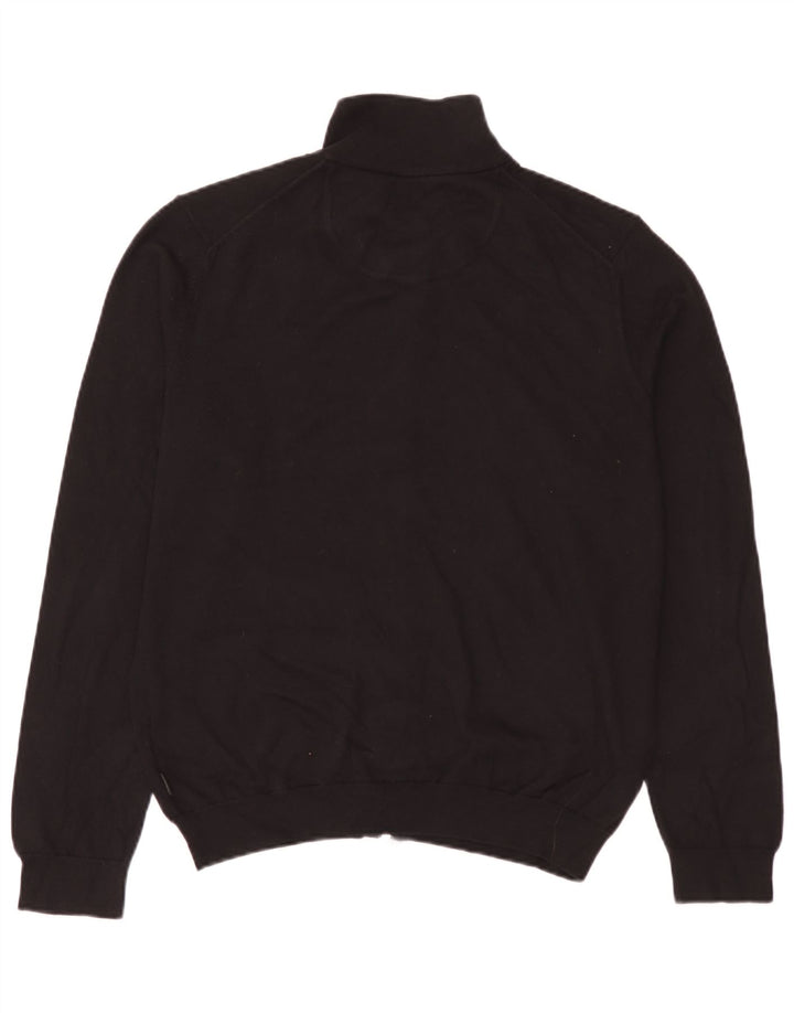 Hugo Boss Herre Regular Fit Cardigan Sweater Stor Sort Bomuld