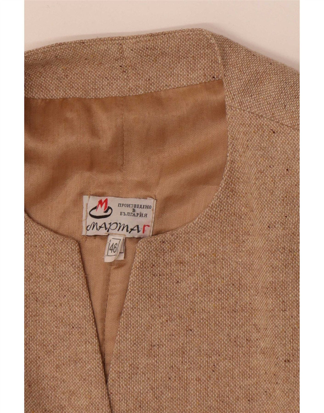 Vintage Dame 4-knaps blazerjakke IT 46 Large Beige Flecked