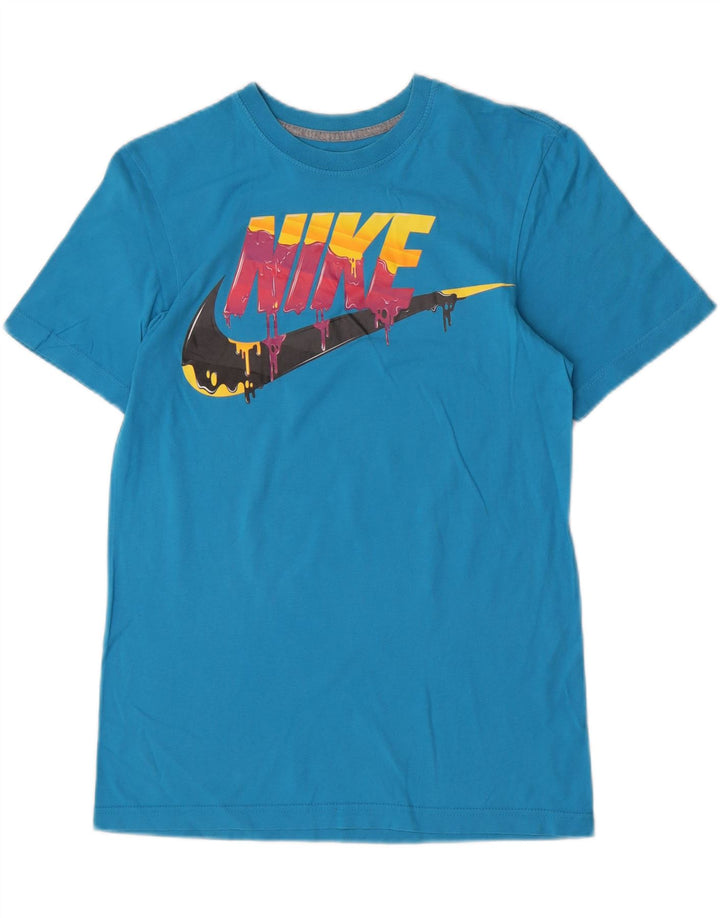 Nike Herre Regular Fit Grafisk T-Shirt Top Lille Blå Bomuld