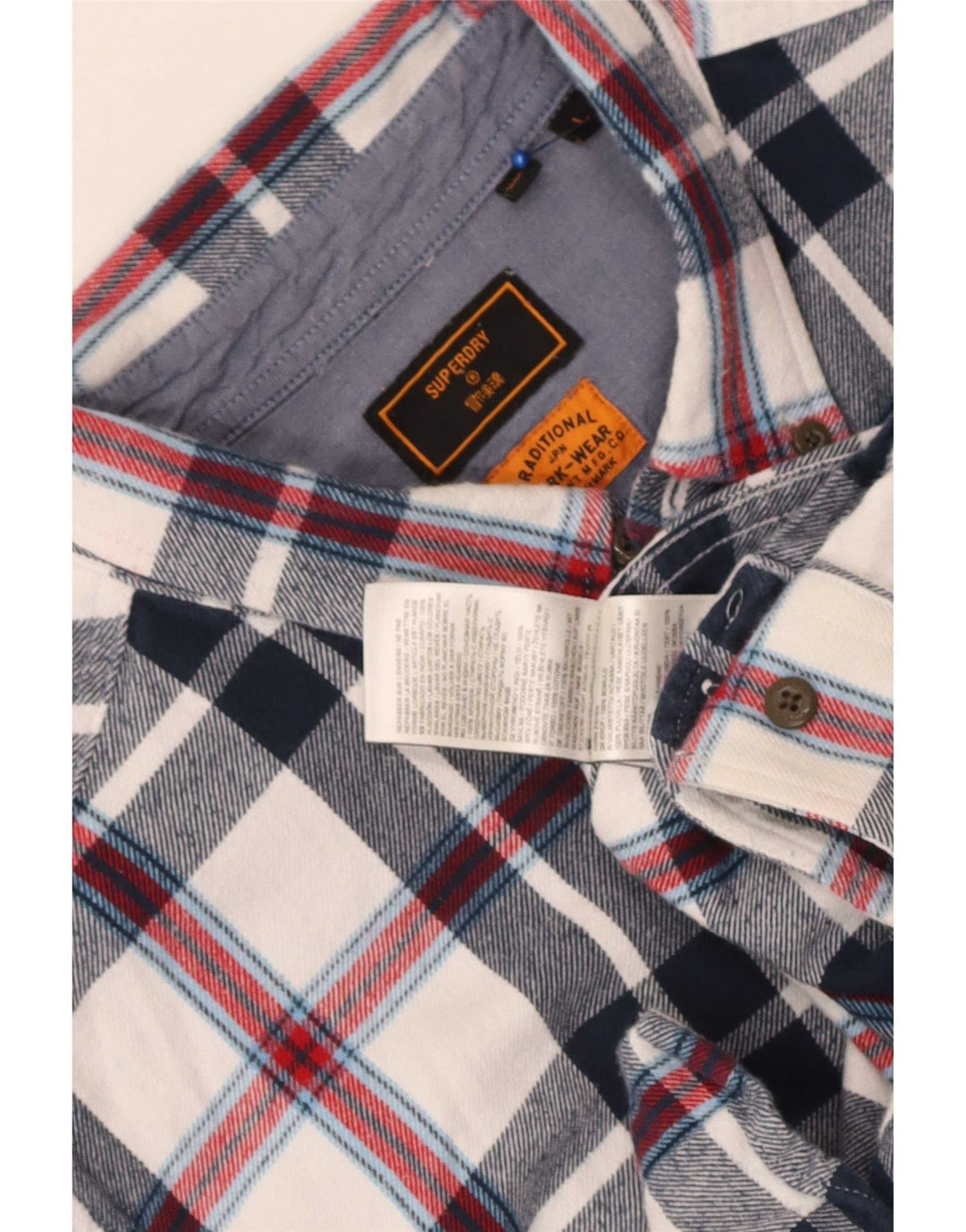 Superdry Flanelskjorte til mænd Stor marineblå ternet bomuld