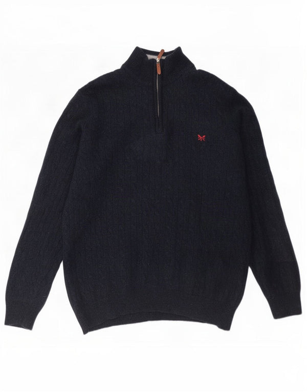 Crew tøj Herre lynlås-hals sweater 2XL marineblå lammeuld