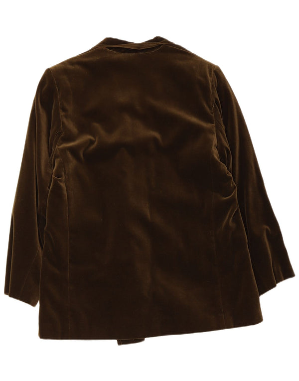 Vintage Womens Double Breasted Velvet Blazer Jacket UK 14 Large Khaki