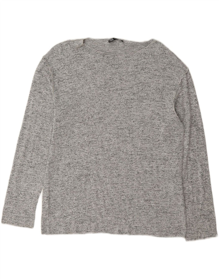 Zara Dametop Langærmet UK 14 Medium Grey Flecked Viscose