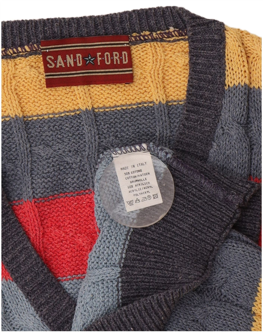 Vintage herrevest tanktop stor flerfarvet stribet bomuld