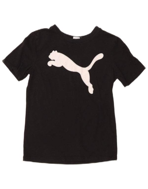 PUMA piger grafisk t-shirt top 10-11 år medium sort bomuld