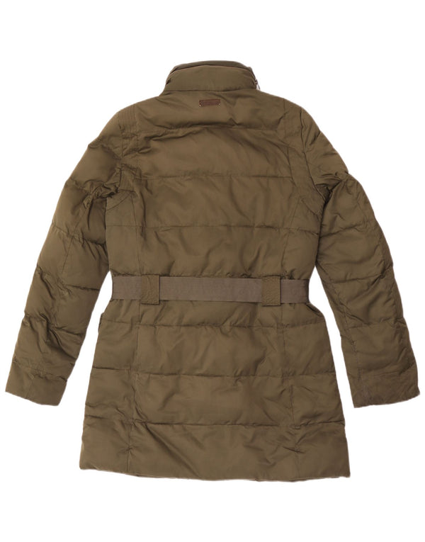 Marlboro Classics Dame Hætte Vatteret Frakke EU 38 Medium Khaki Polyester