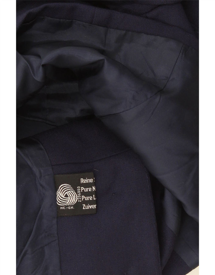 Vintage dame Crop 4-knaps blazerjakke UK 10 Lille marineblå uld