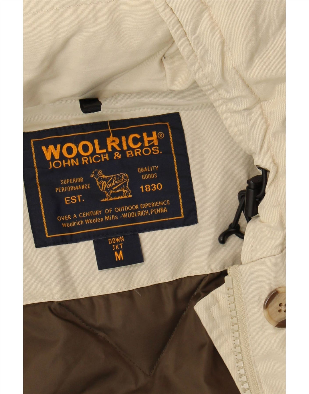 Woolrich Polstret frakke med hætte til kvinder UK 14 Medium Off White