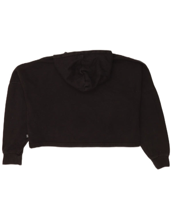 Puma Girls Crop Oversized Graphic Hoodie Jumper 13-14 Years Black Cotton