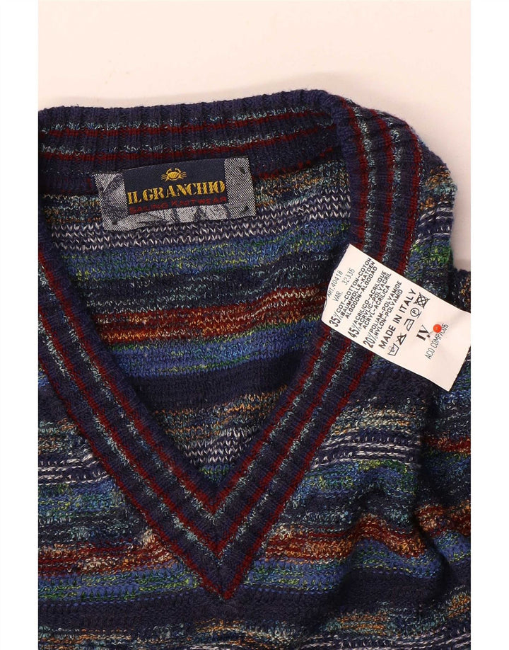 Il Granchio Herre V-hals sweater Medium Flerfarvet Stribet Bomuld