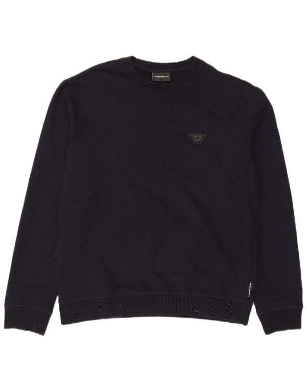 Emporio Armani Dame Sweatshirt Jumper UK 18 XL Marineblå Bomuld