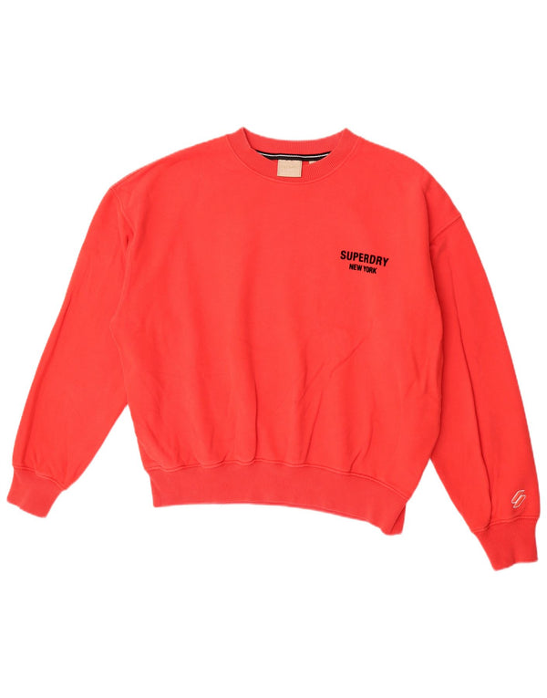 Superdry Womens Oversized Sweatshirt Jumper UK 14 Stor rød bomuld