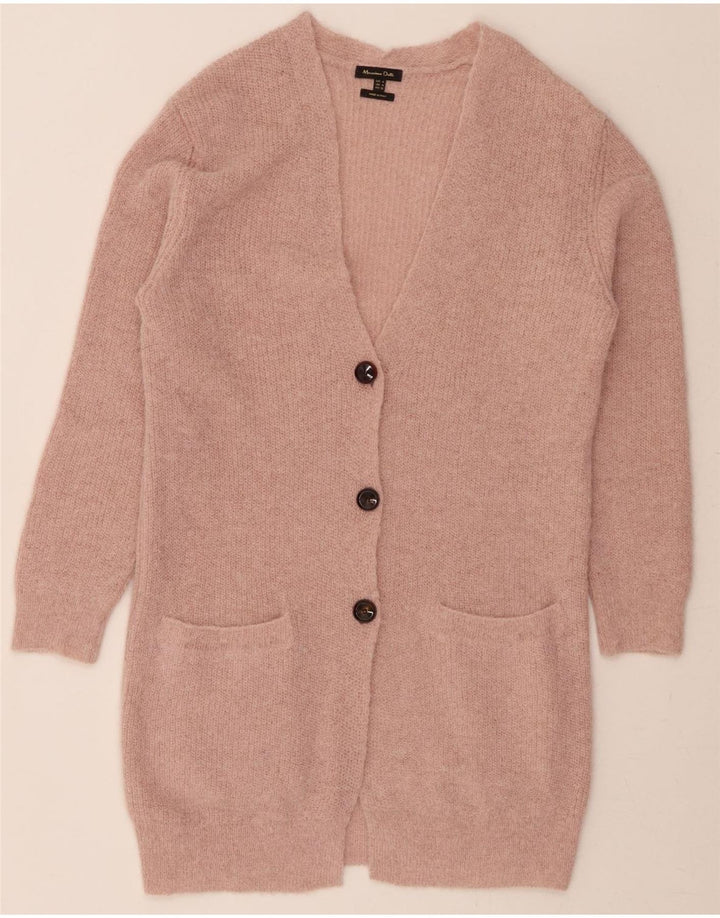 MASSIMO DUTTI Womens Longline Cardigan Sweater UK 14 Medium Pink Vintage Massimo Dutti and Second-Hand Massimo Dutti from Messina Hembry 