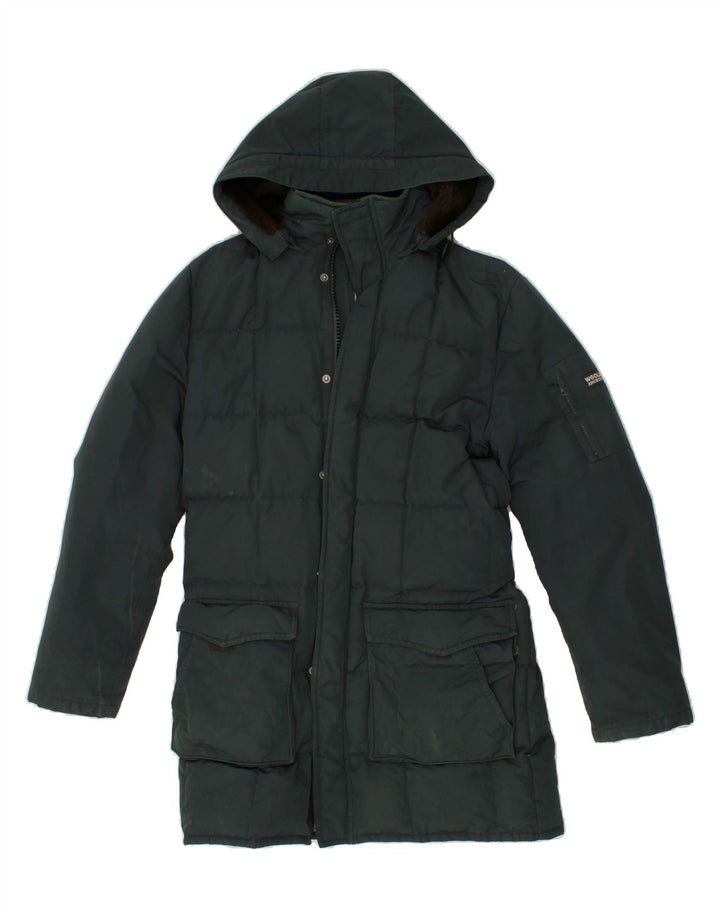 WOOLRICH Womens Loose Fit Hooded Padded Coat UK 14 Medium Green Polyester Vintage Woolrich and Second-Hand Woolrich from Messina Hembry 