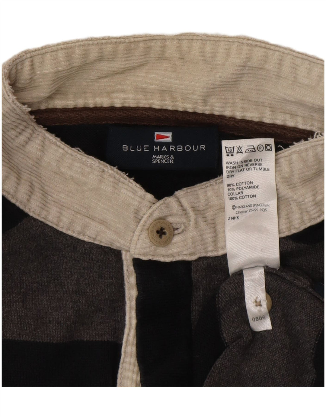 Marks & Spencer Herre Blue Harbor Polo Halstrøje Sweater Stor Grå