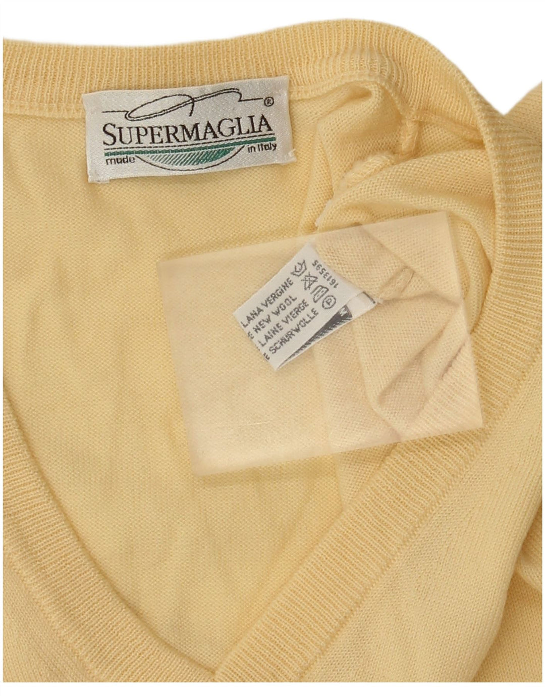 Supermaglia Herre V-hals sweater Medium Gul Uld