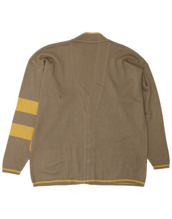 VINTAGE Herre Loose Fit Cardigan Sweater Stor Grøn Stribet Polyamid