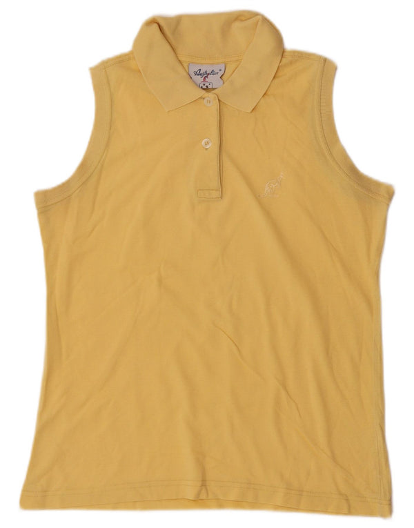 AUSTRALIAN L'ALPINA ærmeløs poloshirt til kvinder UK 14 Medium Gul