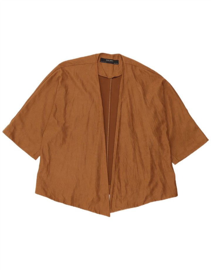 Zara dame cardigan top 3/4 ærmer UK 14 medium brun
