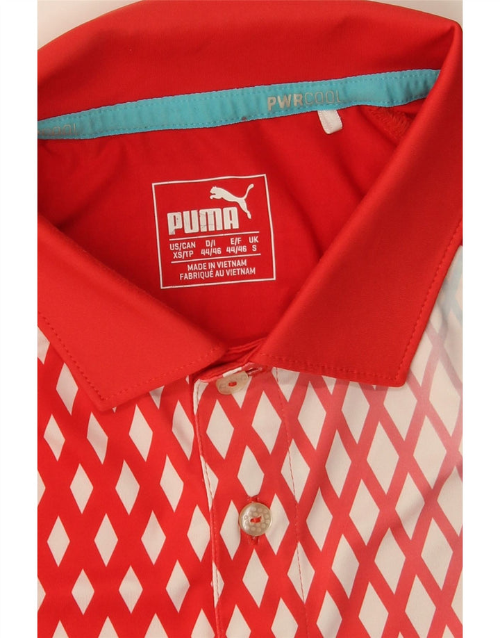 PUMA Mens Polo Shirt Small Red Argyle/Diamond Vintage Puma and Second-Hand Puma from Messina Hembry 