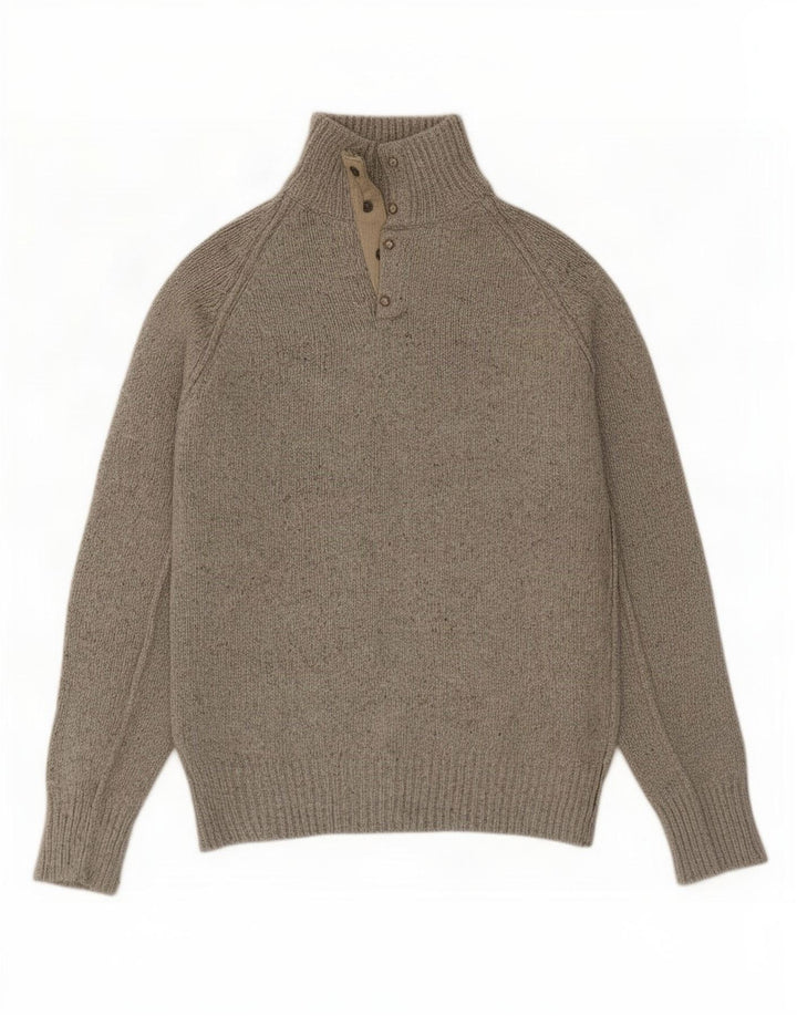 Marks & Spencer Herre Button Neck Jumper Sweater Small Grey Flecked Bomuld
